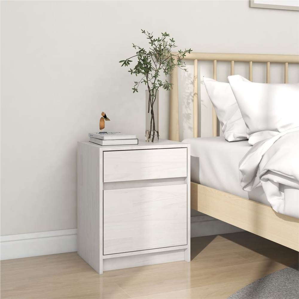 

Bedside Cabinet White 40x31x50 cm Solid Pinewood