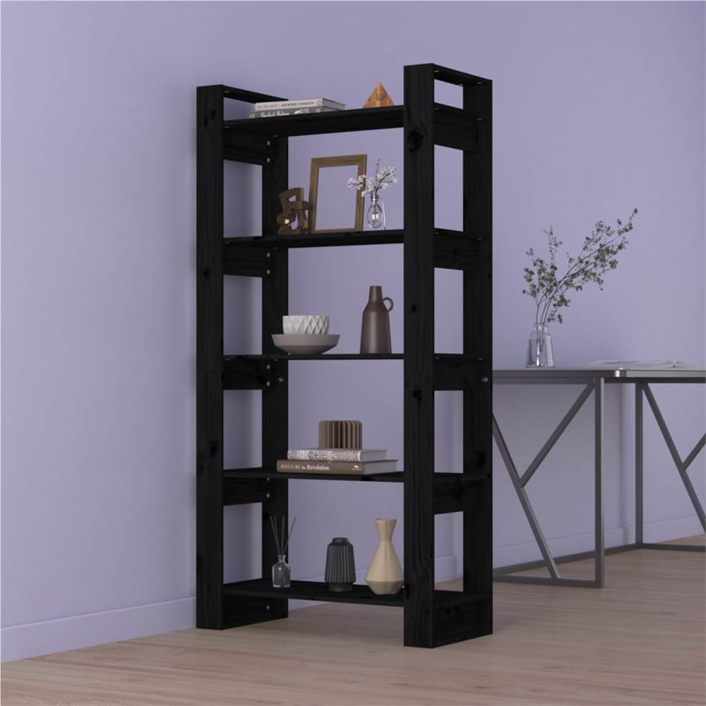 

Book Cabinet/Room Divider Black 80x35x160 cm Solid Wood