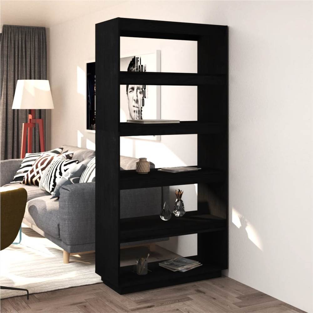 

Book Cabinet/Room Divider Black 80x35x167 cm Solid Pinewood