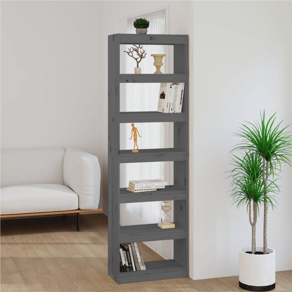 

Book Cabinet/Room Divider Grey 60x30x199.5 cm Solid Wood Pine