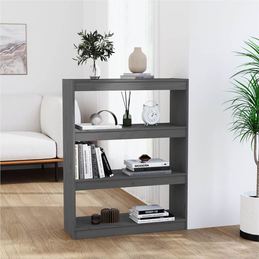 

Book Cabinet/Room Divider Grey 80x30x103.5 cm Solid Wood Pine