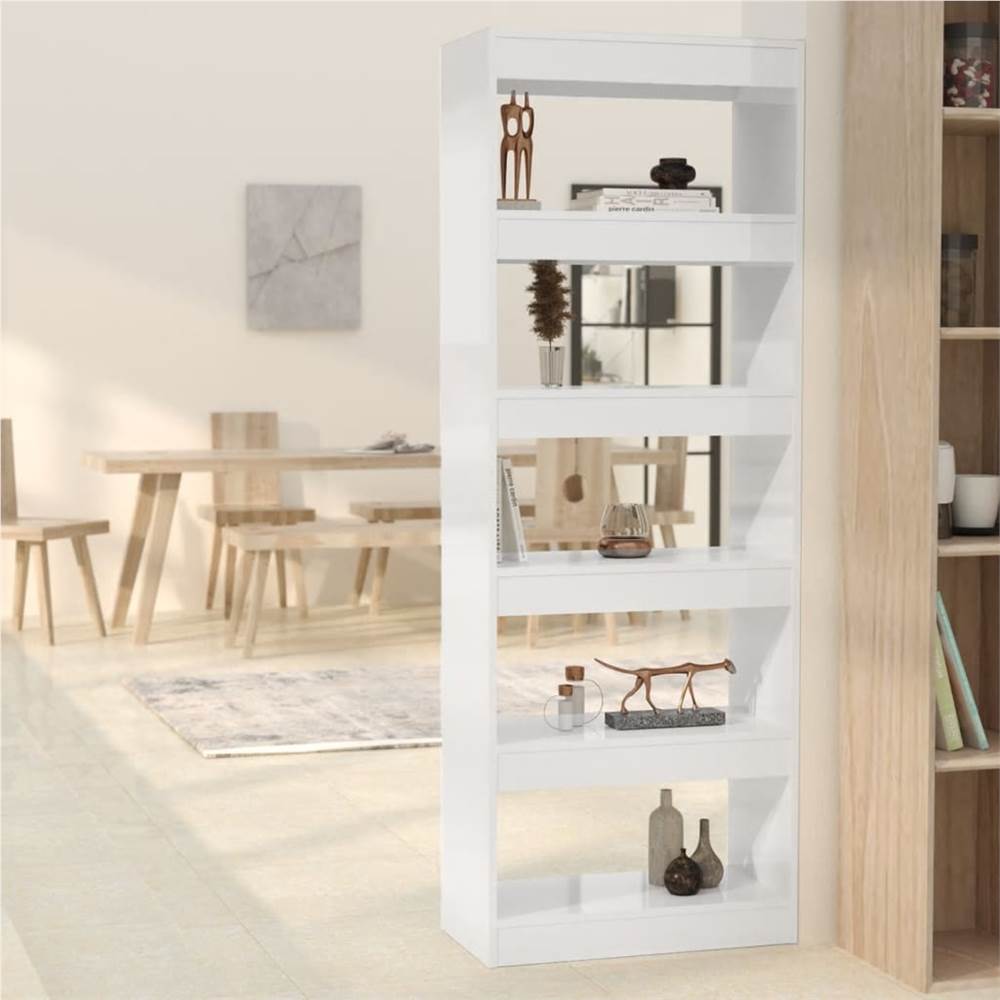 

Book Cabinet/Room Divider High Gloss White 60x30x166 cm Chipboard