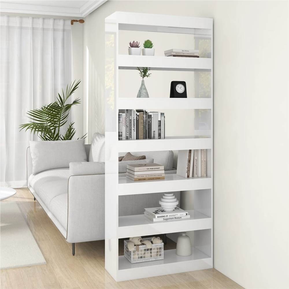 

Book Cabinet/Room Divider High Gloss White 80x30x198 cm Chipboard