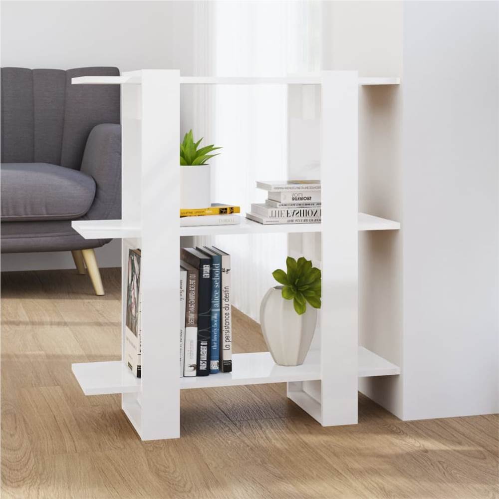 

Book Cabinet/Room Divider High Gloss White 80x30x87 cm