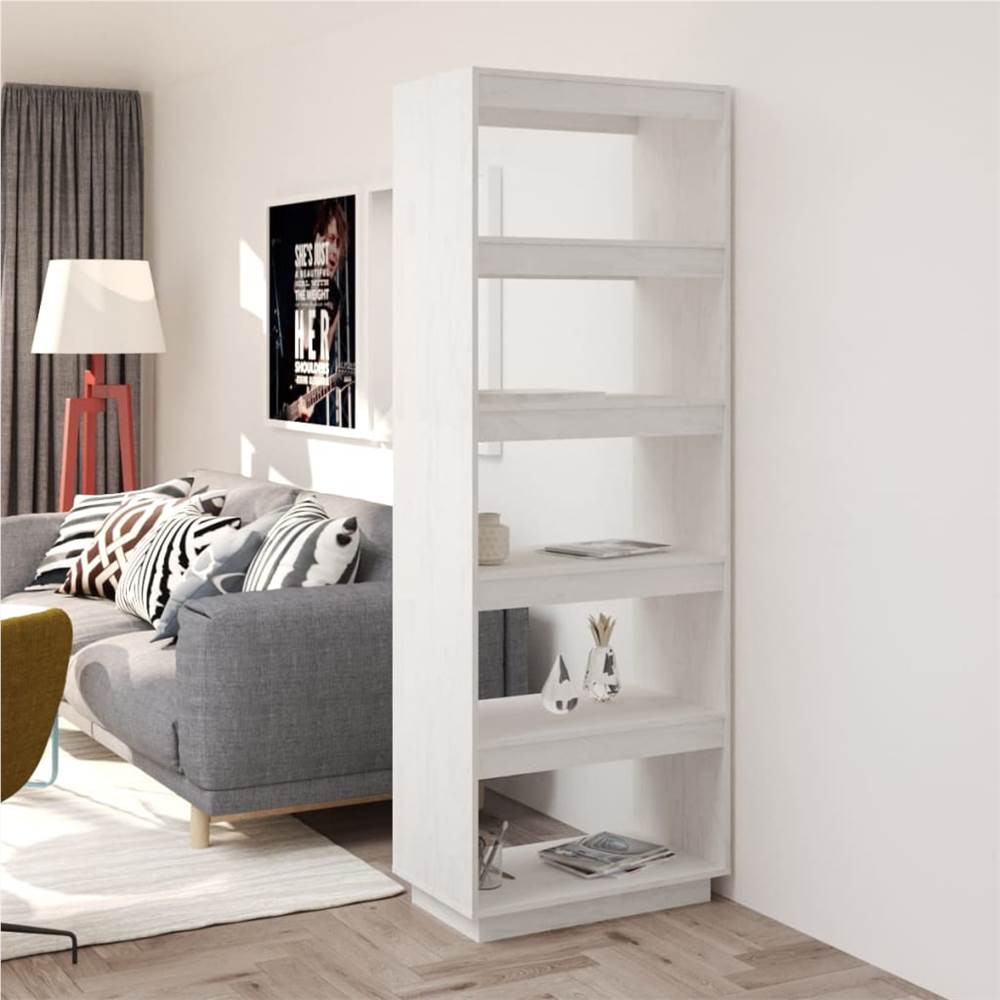 

Book Cabinet/Room Divider White 60x35x167 cm Solid Pinewood