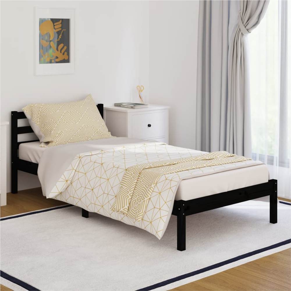 

Day Bed Solid Wood Pine 90x200 cm Black