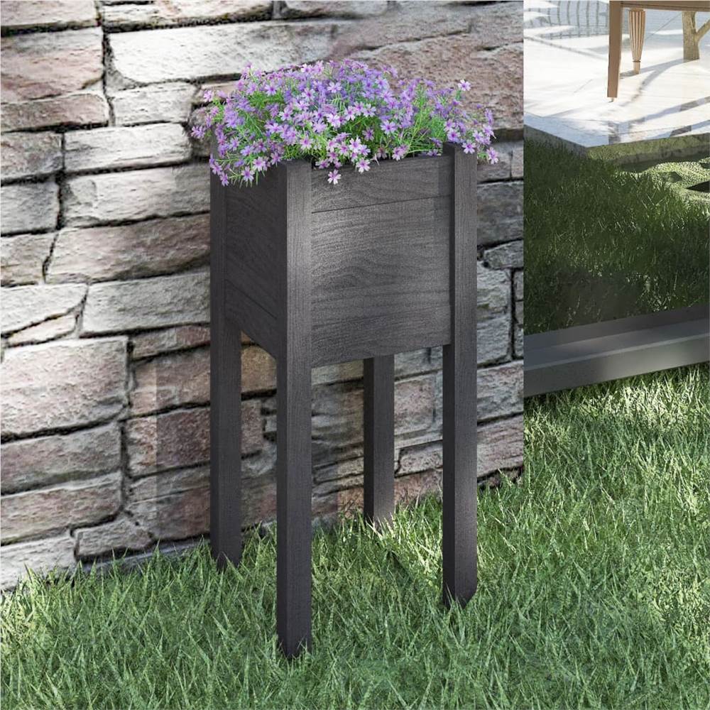 

Garden Planter Grey 31x31x70 cm Solid Pinewood