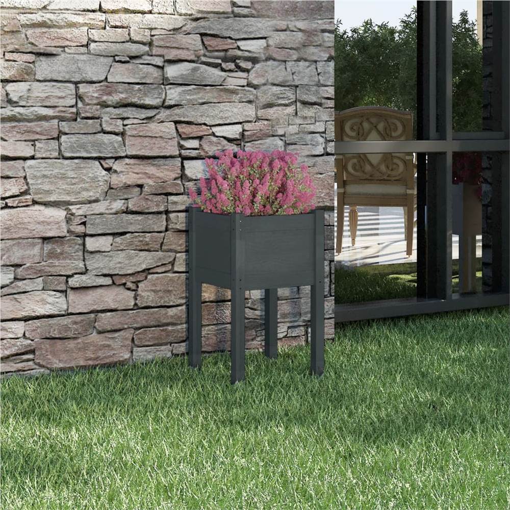 

Garden Planter Grey 40x40x70 cm Solid Pinewood
