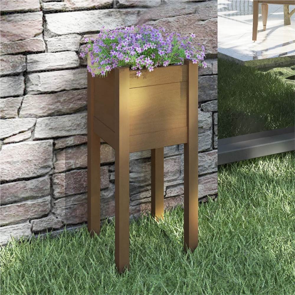 

Garden Planter Honey Brown 31x31x70 cm Solid Pinewood