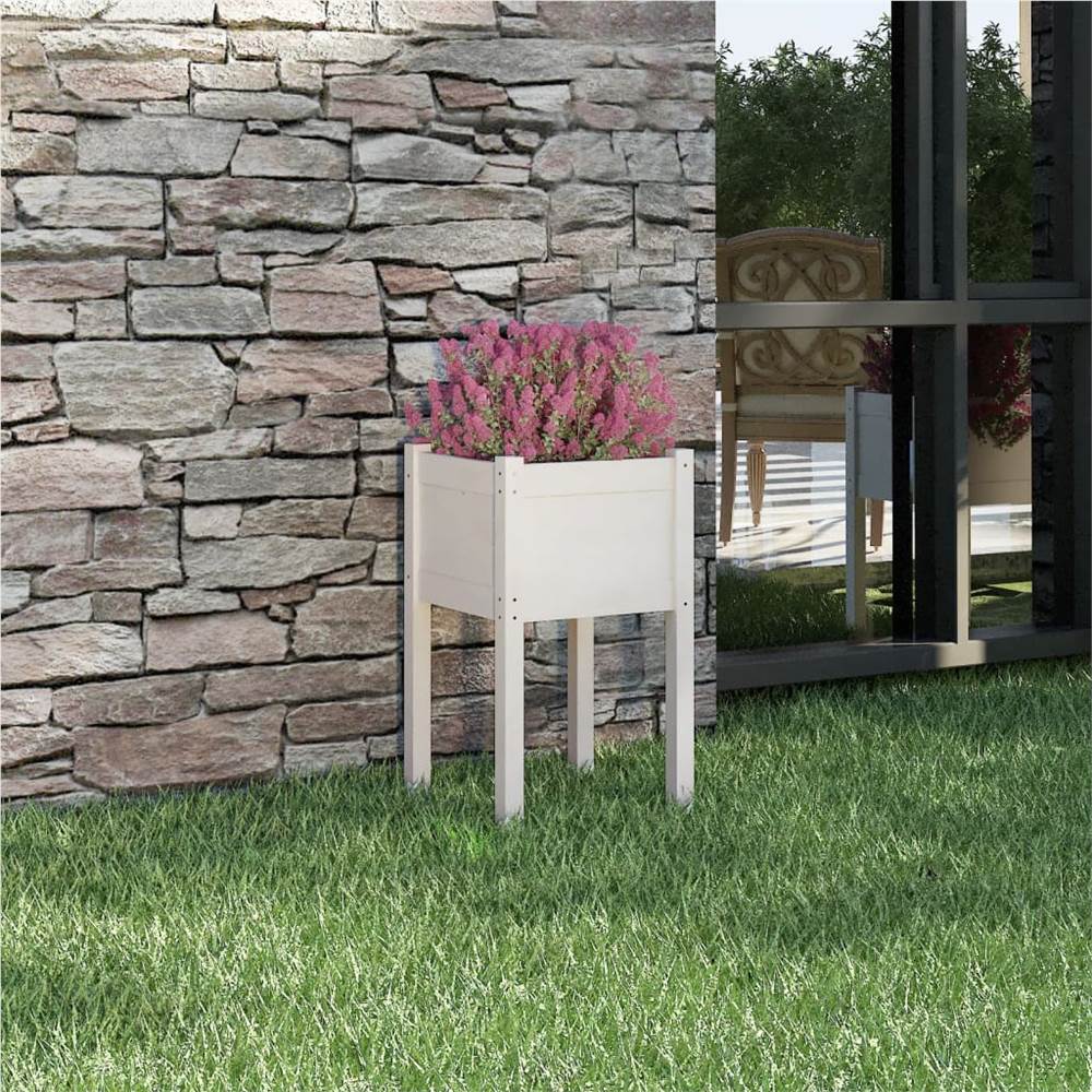 

Garden Planter White 40x40x70 cm Solid Pinewood