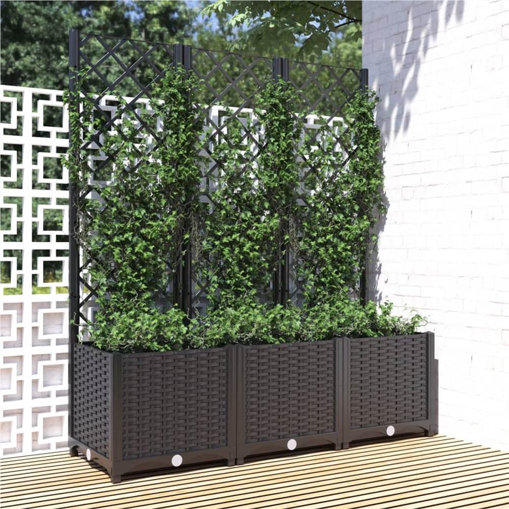 

Garden Planter with Trellis Black 120x40x136 cm PP