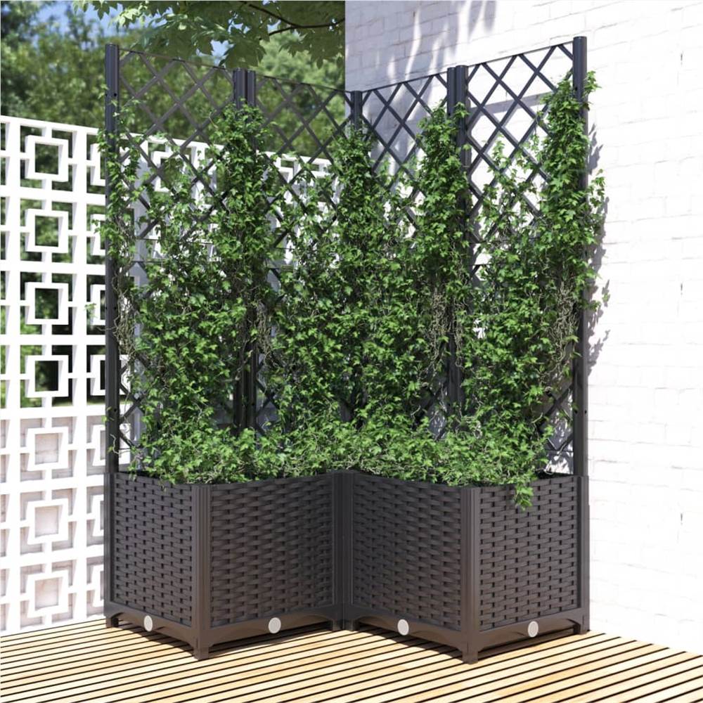 

Garden Planter with Trellis Black 80x80x136 cm PP