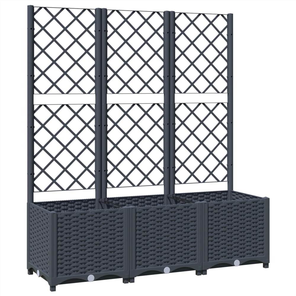 Garden Planter with Trellis Dark Grey 120x40x136 cm PP