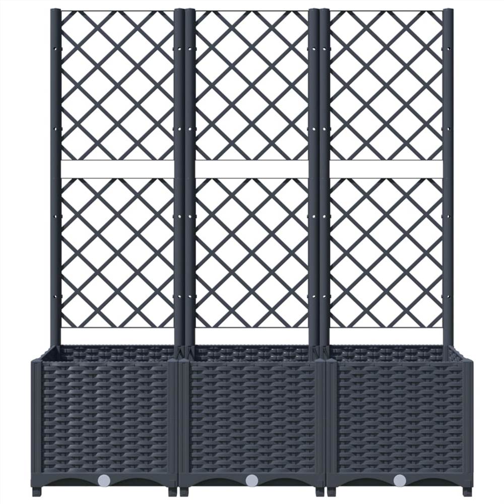 Garden Planter with Trellis Dark Grey 120x40x136 cm PP