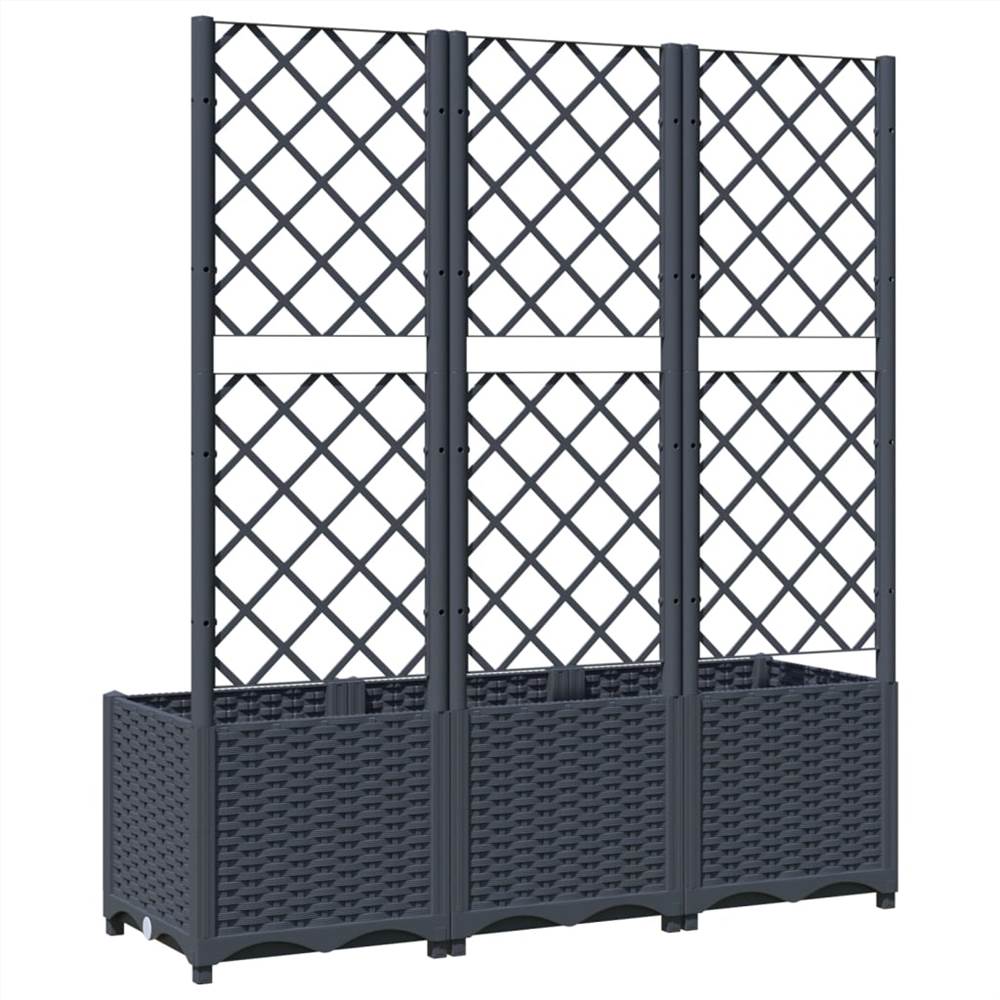 Garden Planter with Trellis Dark Grey 120x40x136 cm PP