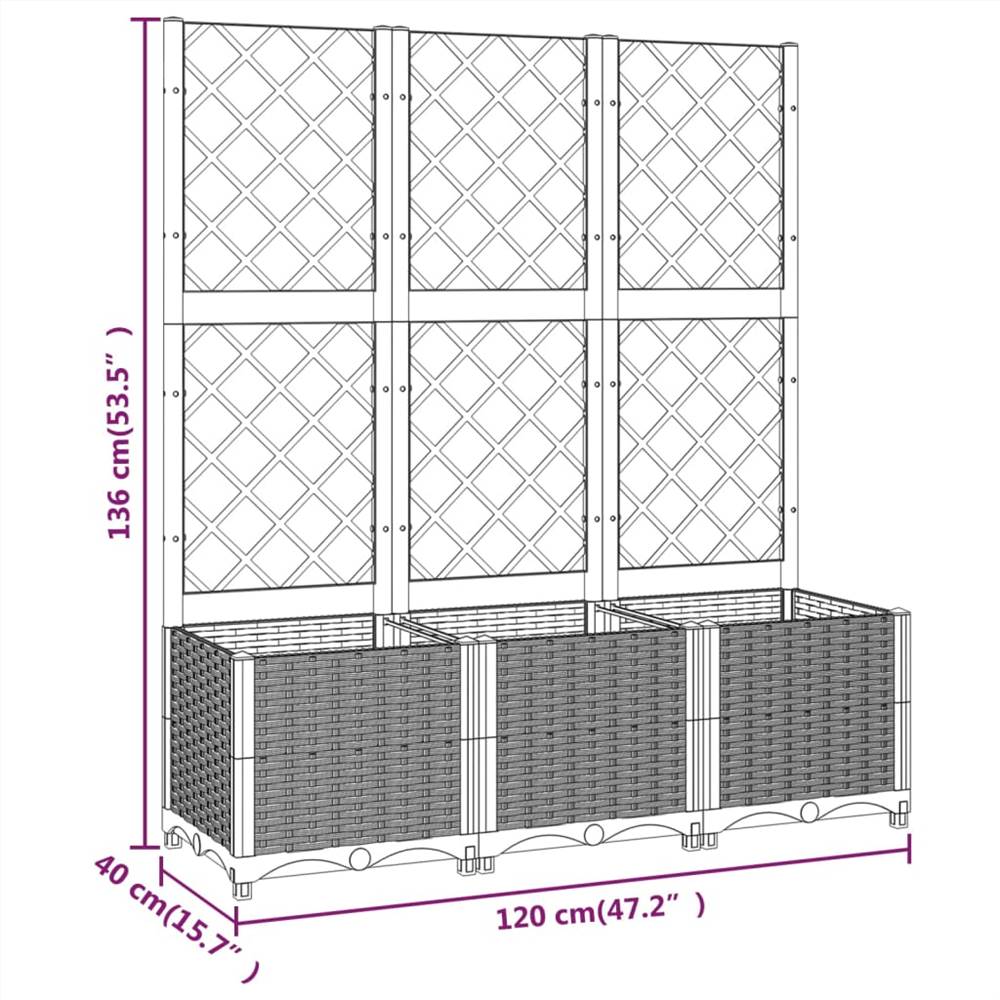 Garden Planter with Trellis Dark Grey 120x40x136 cm PP