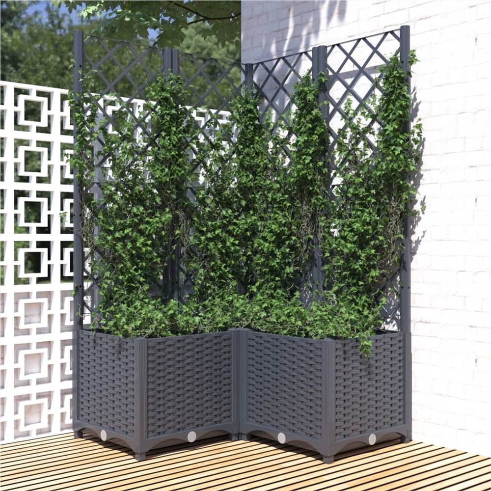 

Garden Planter with Trellis Dark Grey 80x80x136 cm PP