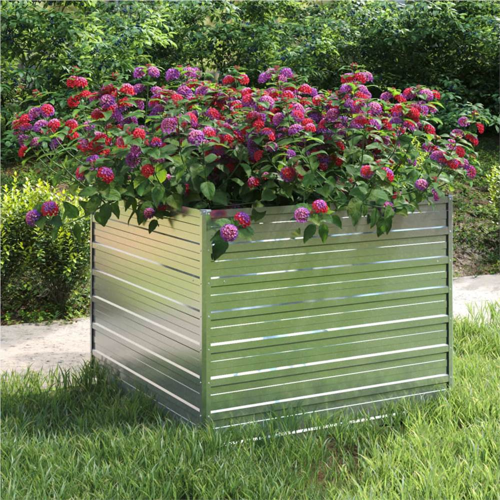 

Garden Raised Bed 100x100x77 cm Galvanized Steel Silver