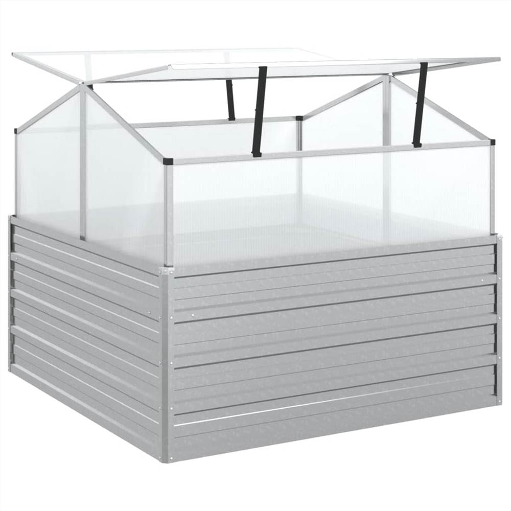 Garden Raised Bed with Greenhouse 100x100x85 cm Silver