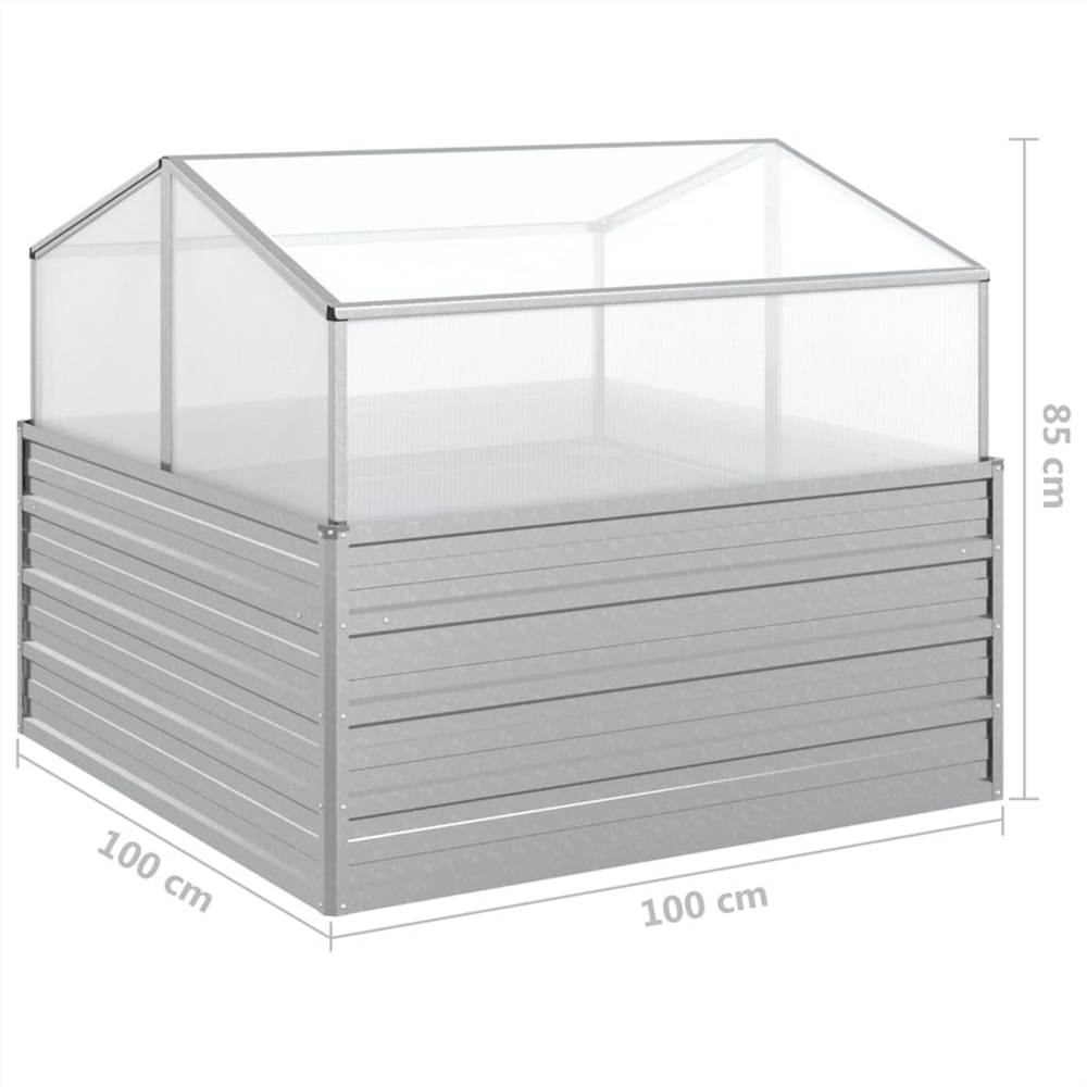 Garden Raised Bed with Greenhouse 100x100x85 cm Silver