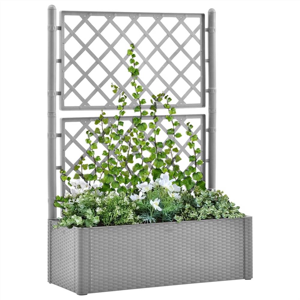 Garden Raised Bed with Trellis and Self Watering System Grey
