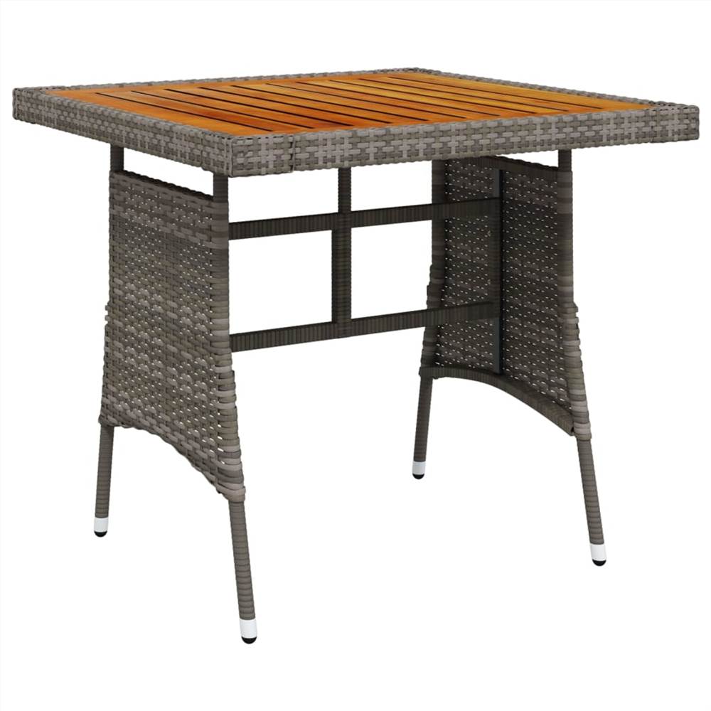 

Garden Table Grey 70x70x72 cm Poly Rattan & Solid Acacia Wood