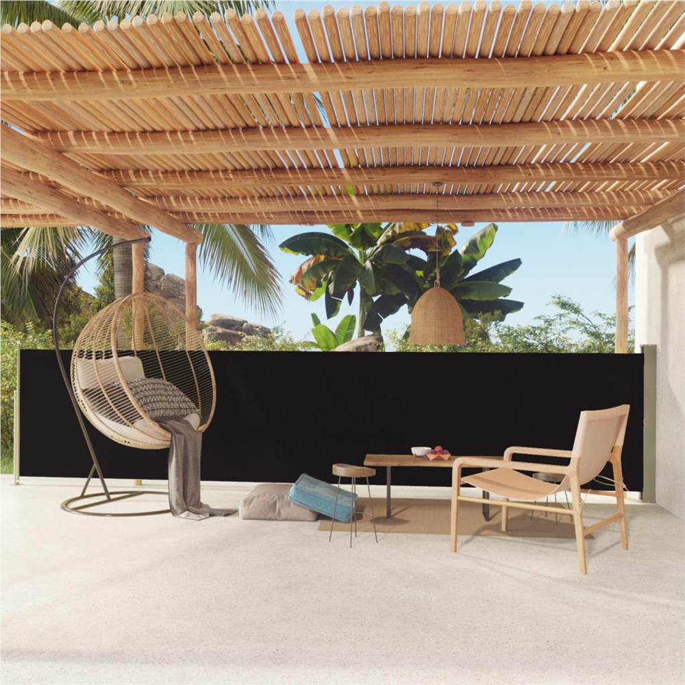 Patio Retractable Side Awning 117x600 cm Black