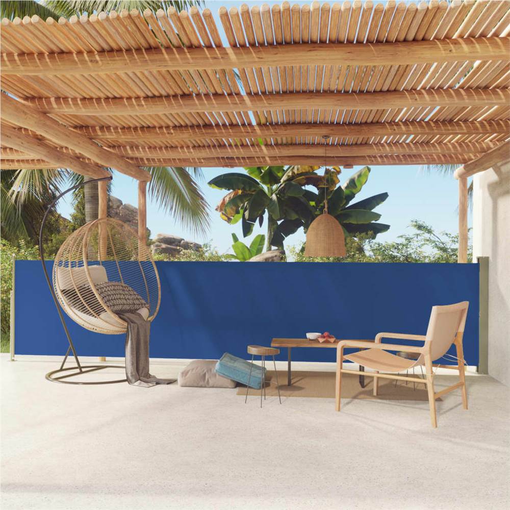 Patio Retractable Side Awning 117x600 cm Blue