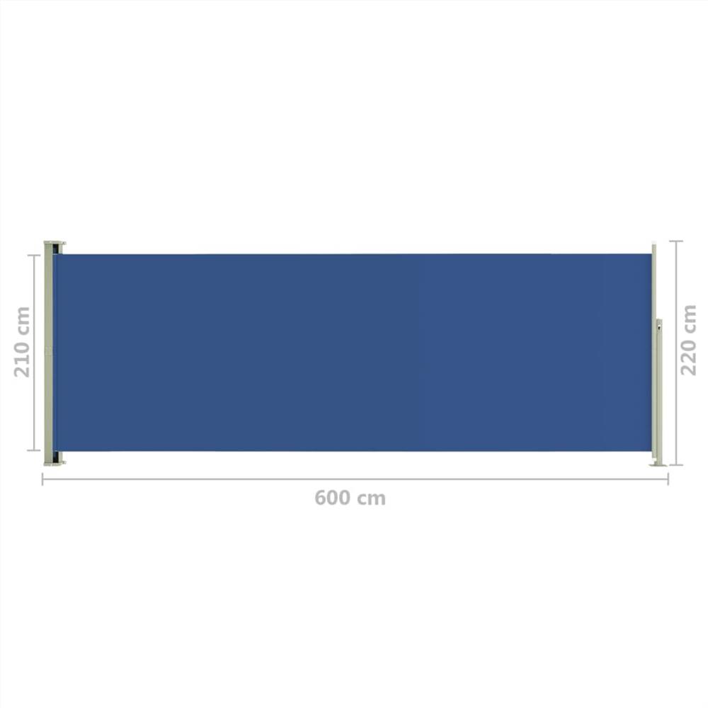 Patio Retractable Side Awning 220x600 cm Blue