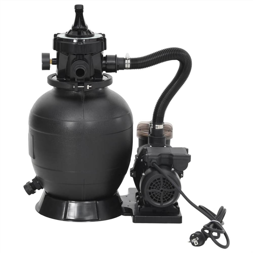 Pool Sand Filter with 6-Way Valve Black