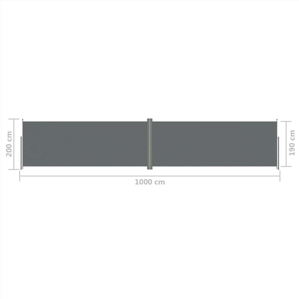 Retractable Side Awning Anthracite 200x1000 cm