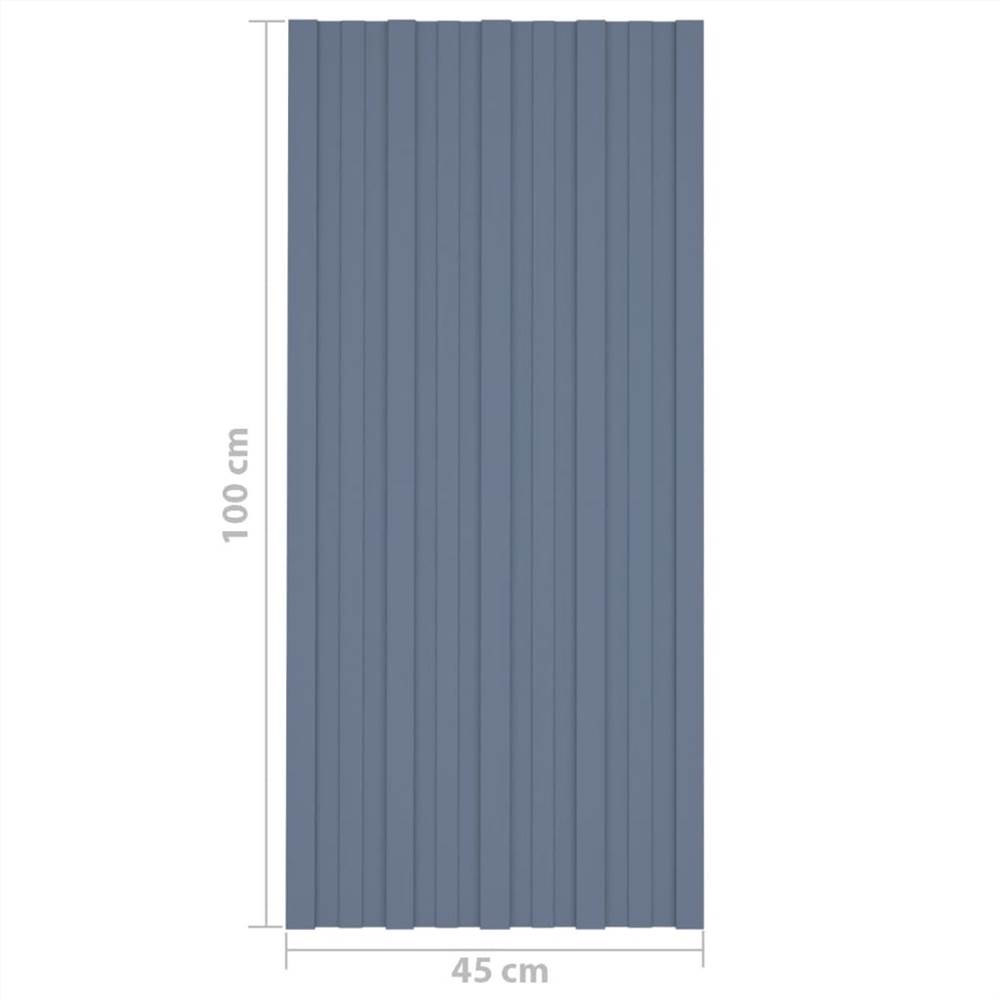Roof Panels 36 pcs Galvanised Steel Grey 100x45 cm
