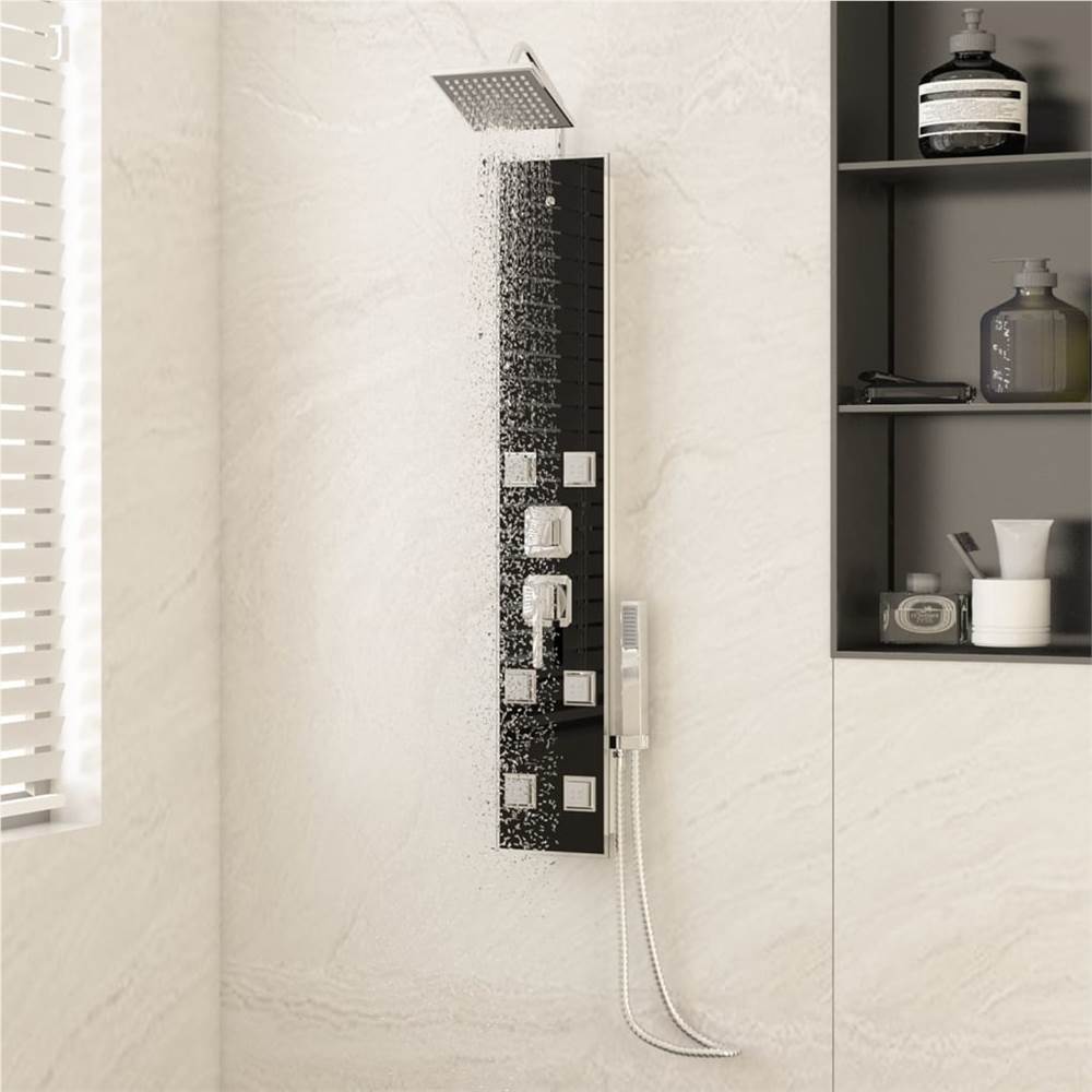 

Shower Panel Unit Glass 18x45.5x130 cm Black