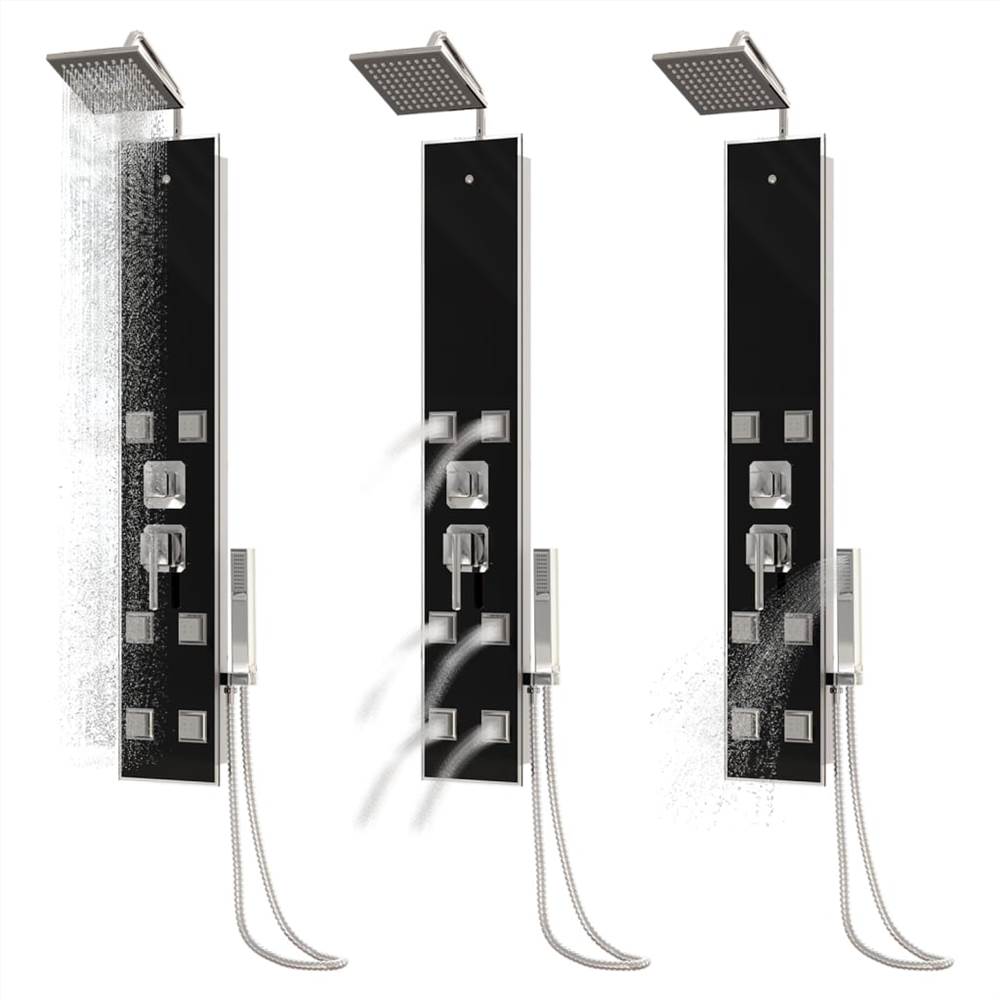 Shower Panel Unit Glass 18x45.5x130 cm Black