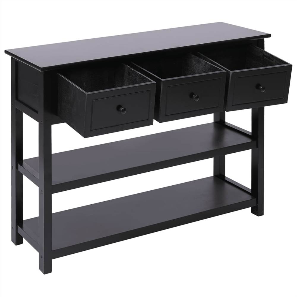 Sideboard Black 108x30x76 cm Solid Paulownia Wood