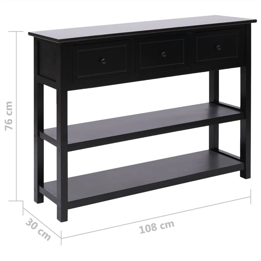 Sideboard Black 108x30x76 cm Solid Paulownia Wood