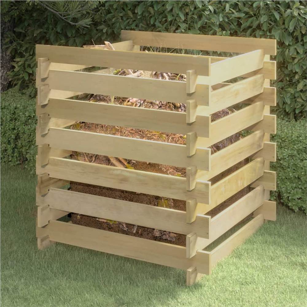 Compostiera da giardino a doghe 90x90x90 cm in legno di pino impregnato
