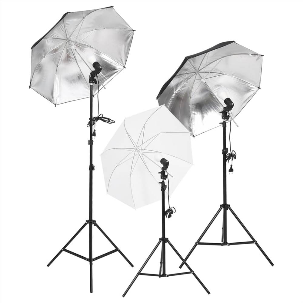 Set di illuminazione da studio con treppiedi e ombrelli
