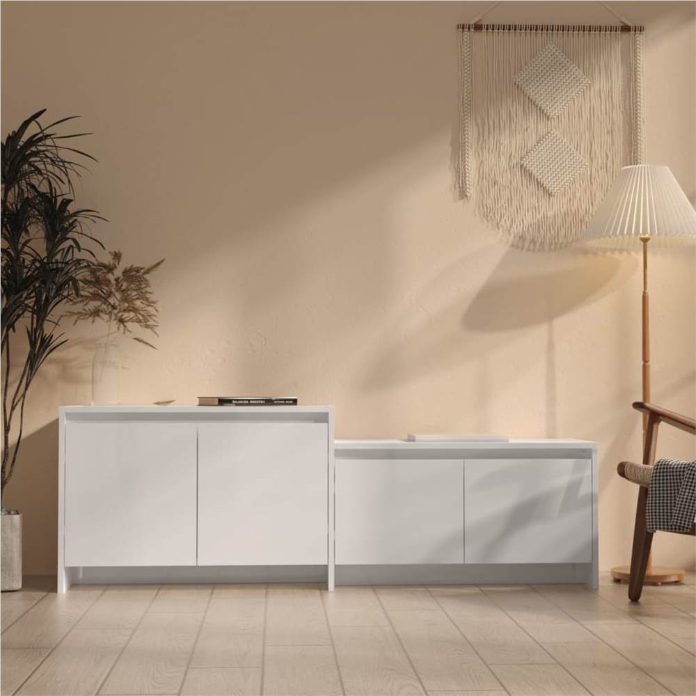 

TV Cabinet High Gloss White 146.5x35x50 cm Chipboard