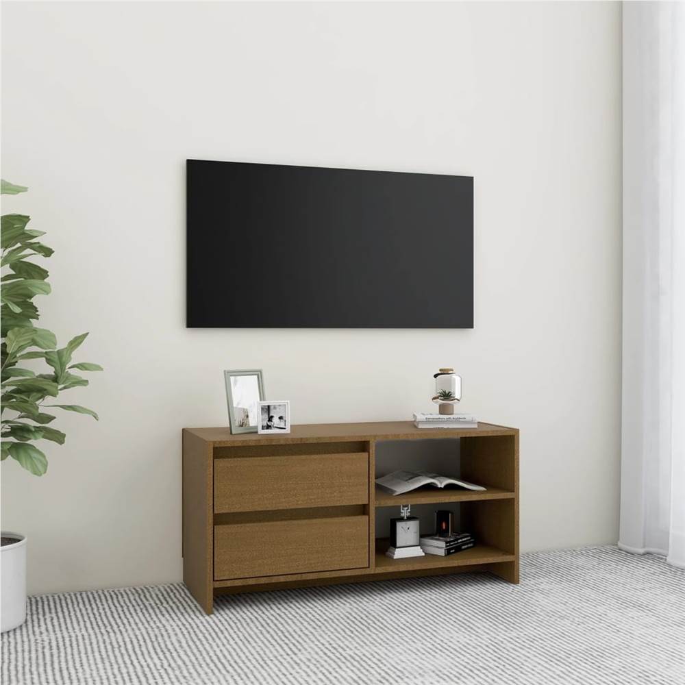 

TV Cabinet Honey Brown 80x31x39 cm Solid Pinewood
