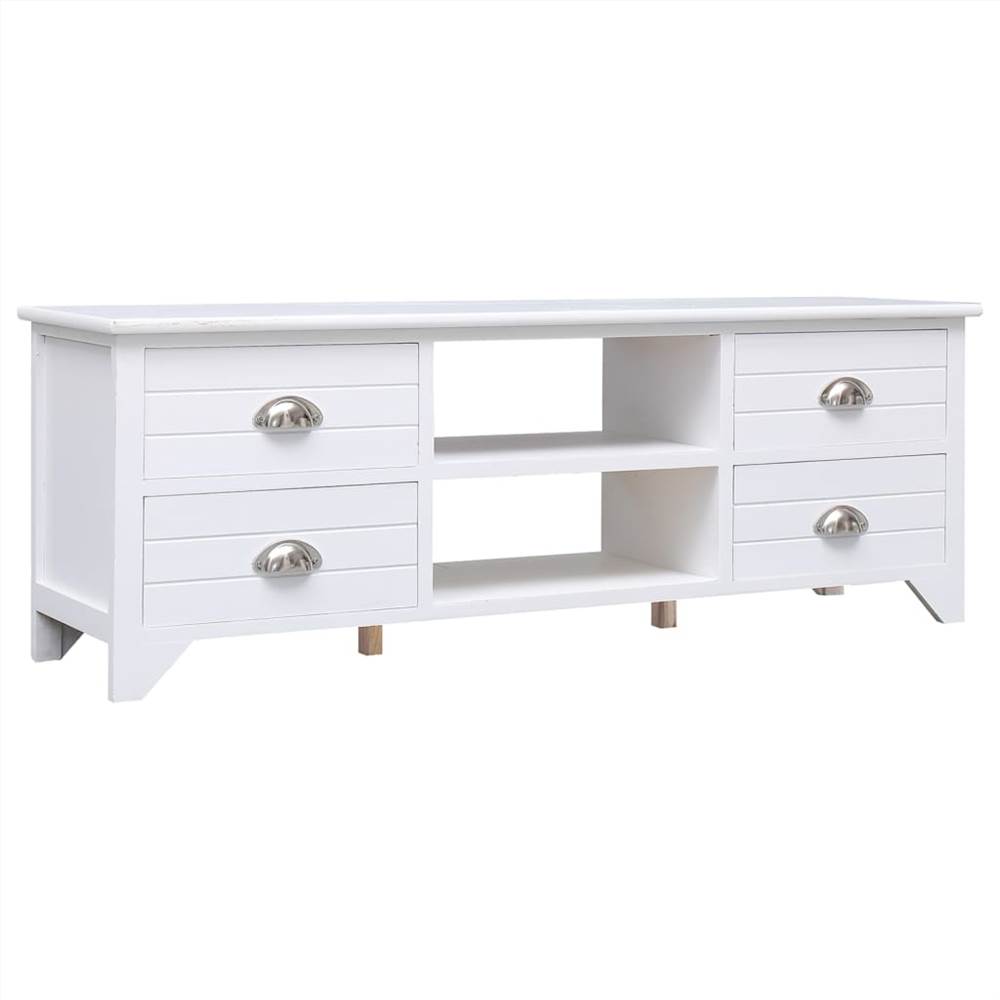 

TV Cabinet White 108x30x40 cm Solid Paulownia Wood