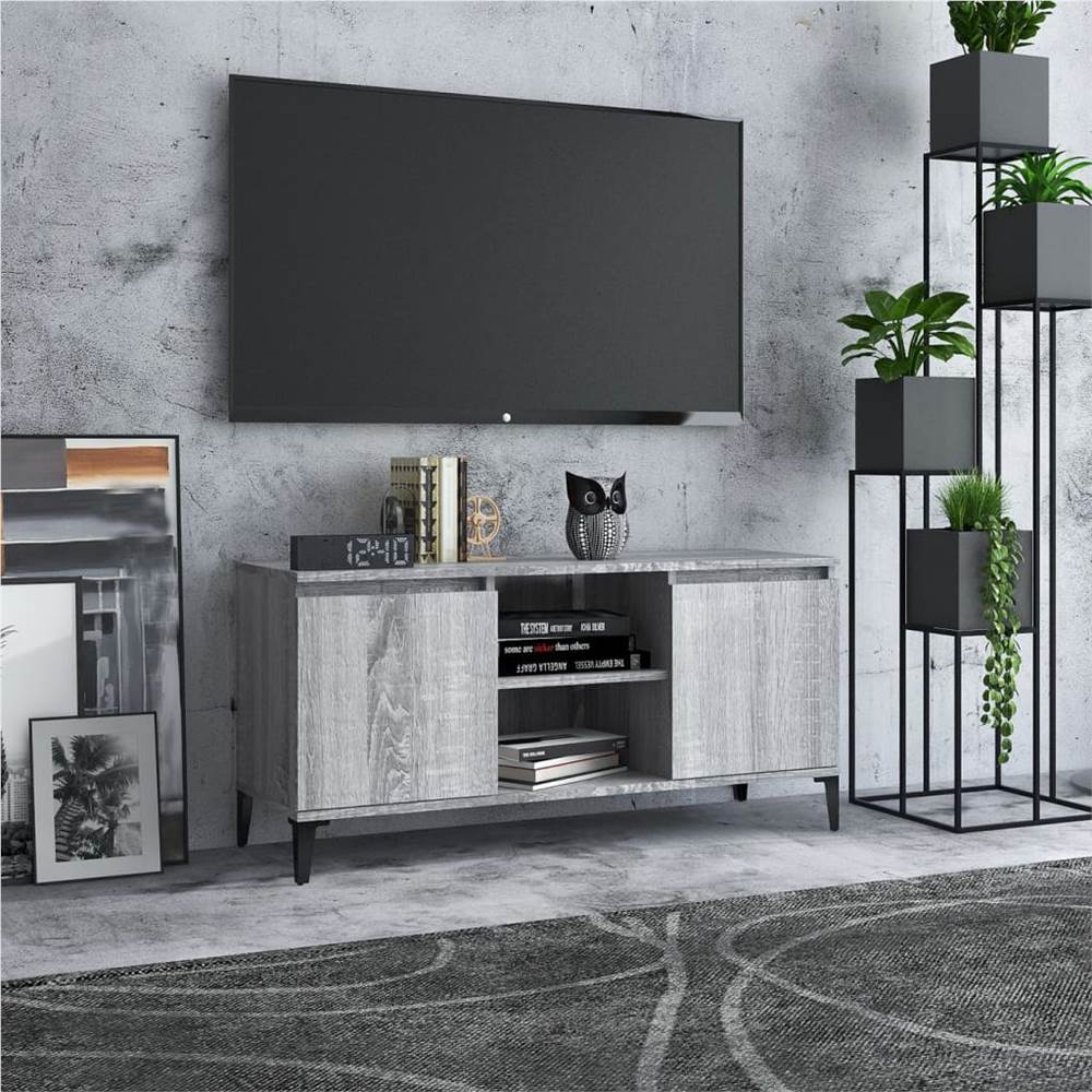 TV Cabinet with Metal Legs Grey Sonoma 103.5x35x50 cm