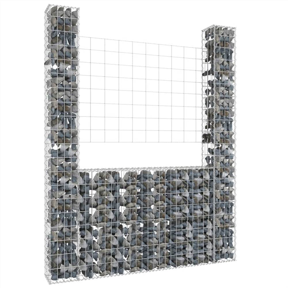 

U-shape Gabion Basket with 2 Posts Iron 140x20x200 cm