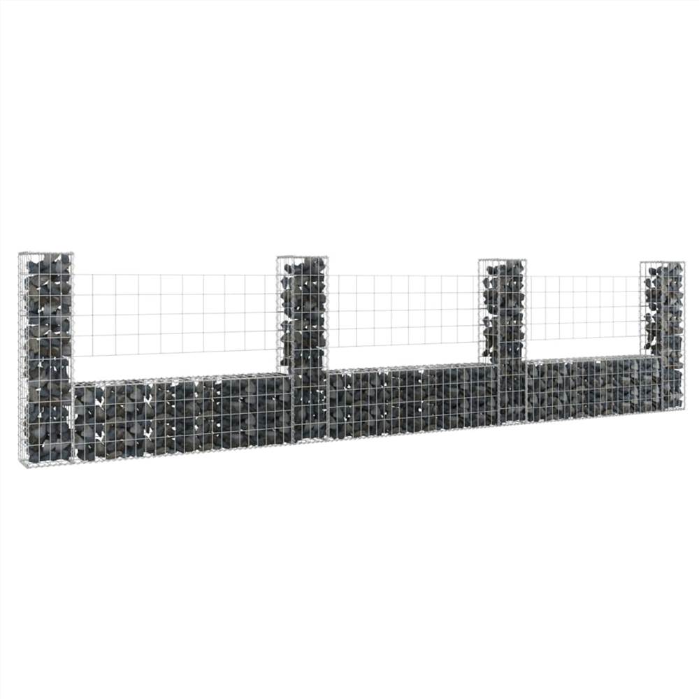 

U-shape Gabion Basket with 4 Posts Iron 380x20x100 cm