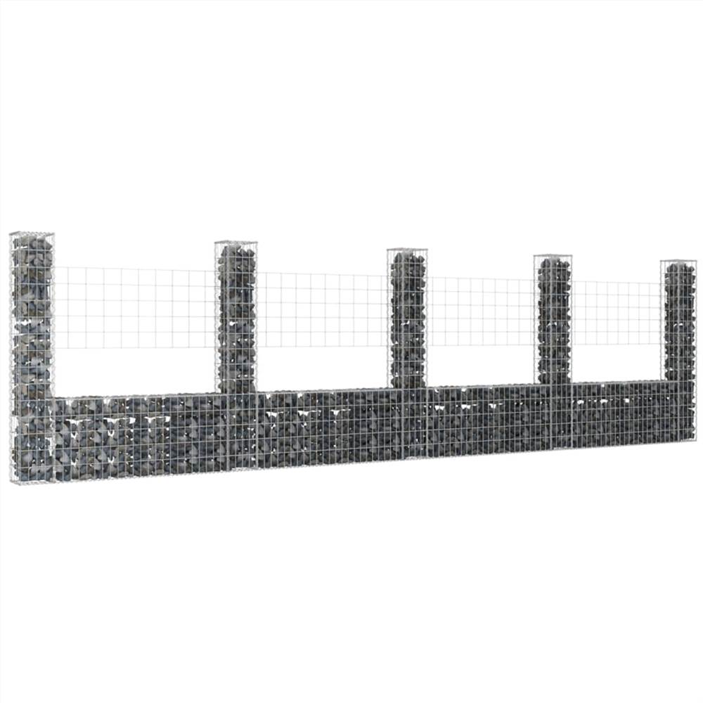 

U-shape Gabion Basket with 5 Posts Iron 500x20x150 cm