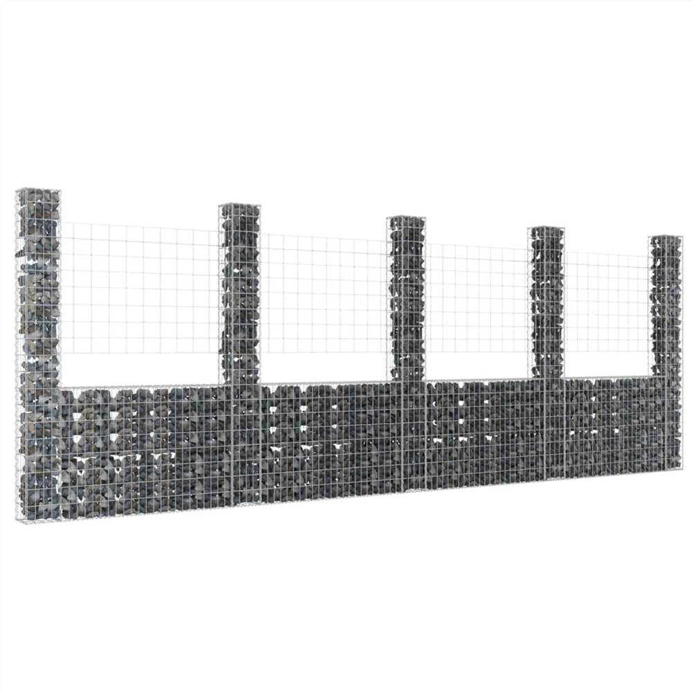 

U-shape Gabion Basket with 5 Posts Iron 500x20x200 cm