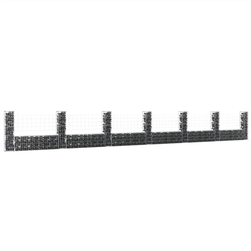 

U-shape Gabion Basket with 7 Posts Iron 740x20x100 cm