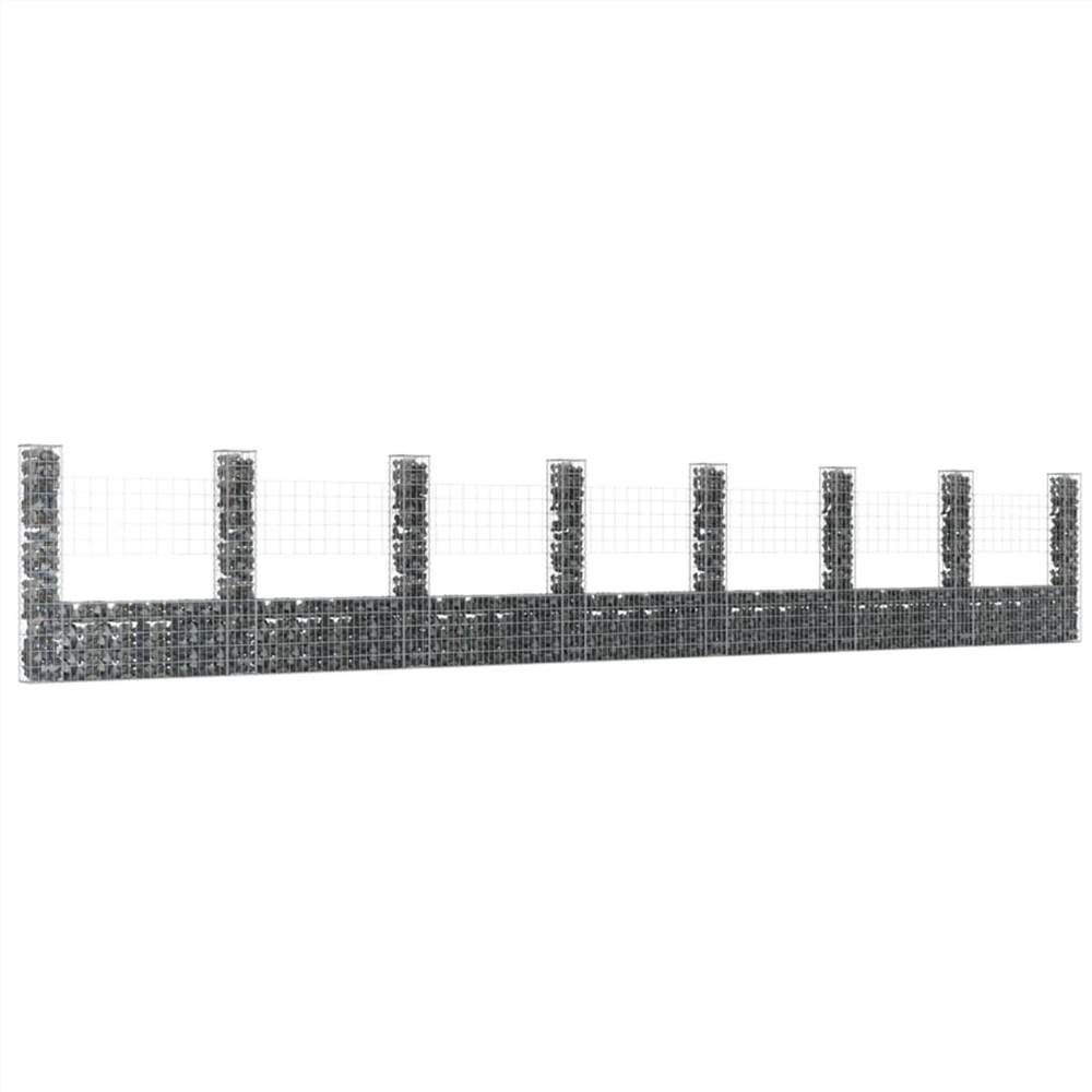 

U-shape Gabion Basket with 8 Posts Iron 860x20x150 cm