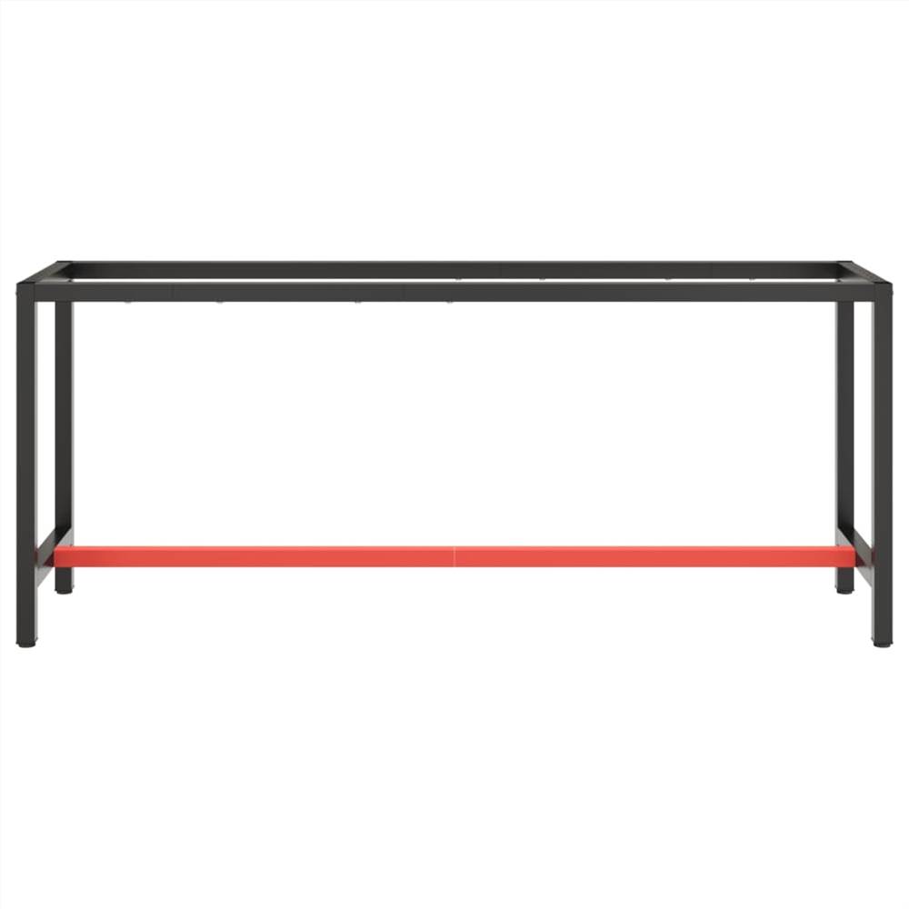 Work Bench Frame Matte Black and Matte Red 190x50x79 cm Metal
