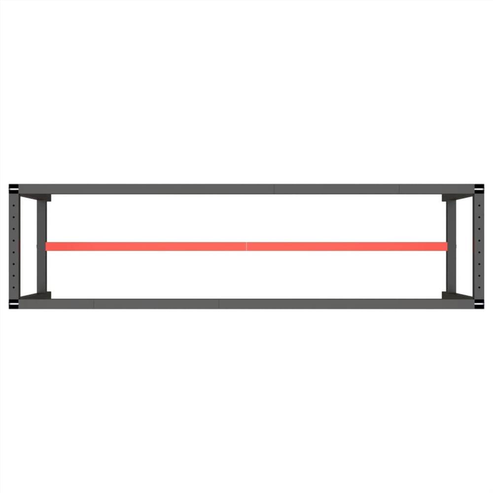 Work Bench Frame Matte Black and Matte Red 190x50x79 cm Metal